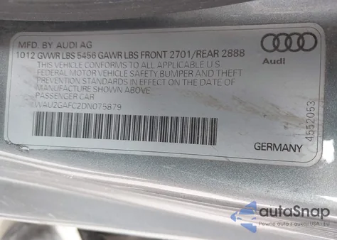 2013 Audi A7 3.0T Premium from USA, damaged, VIN WAU2GAFC2DN075879